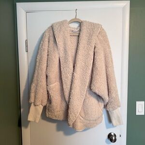 KATY DID CREAM SHERPA FLEECE OVERLAY CARDIGAN